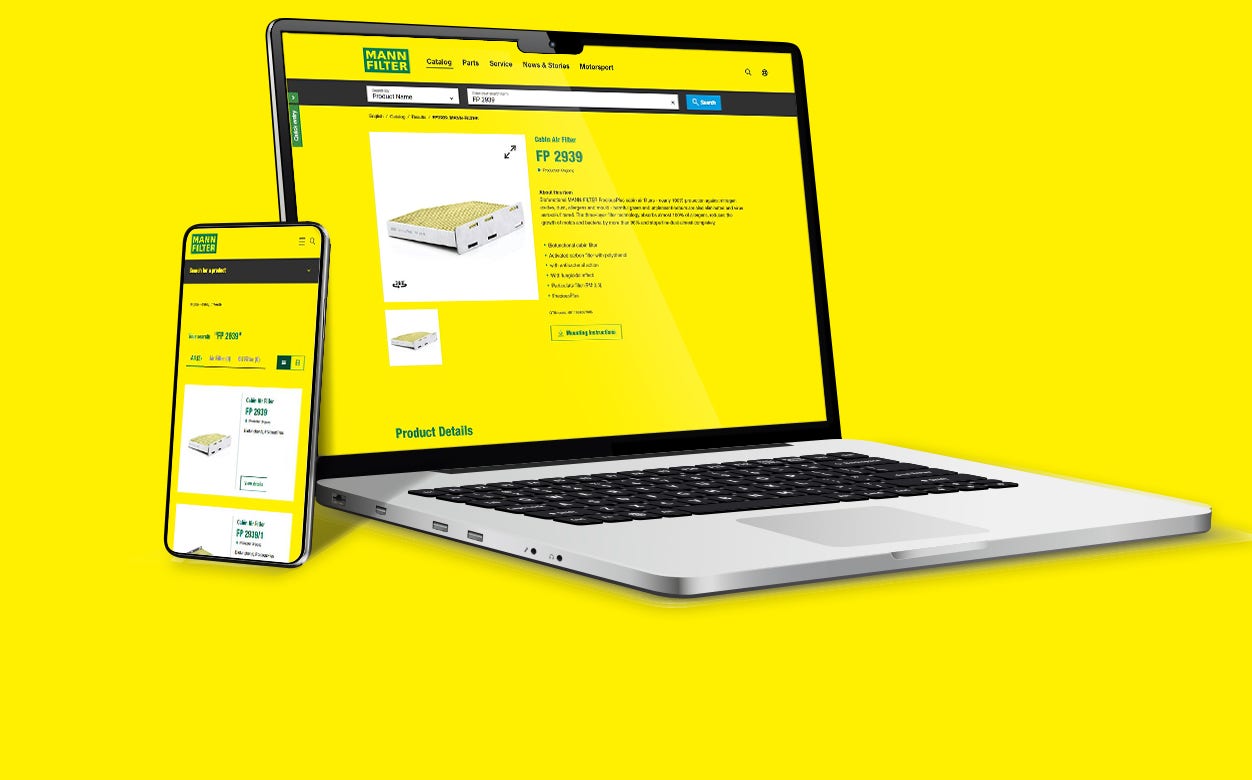 MANN-FILTER Online Catalog is available for every device.
