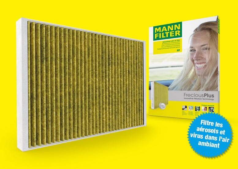 FreciousPlus : le filtre d'habitacle biofonctionnel utilise une couche de charbon actif et un revêtement de polyphénols.