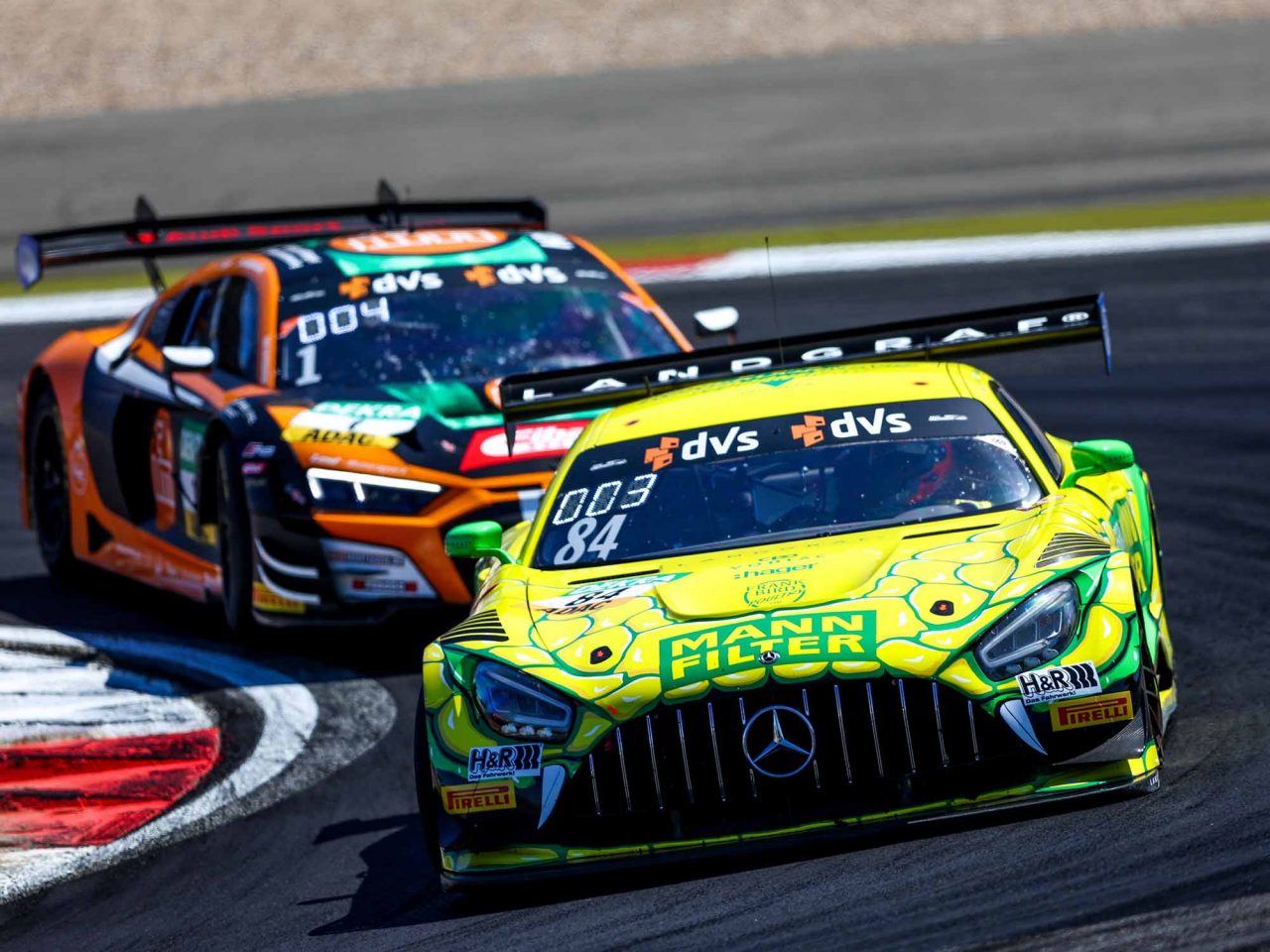 The MANN-FILTER Mamba with the number 84 at the Nuerburgring at ADAC GT Masters 2022