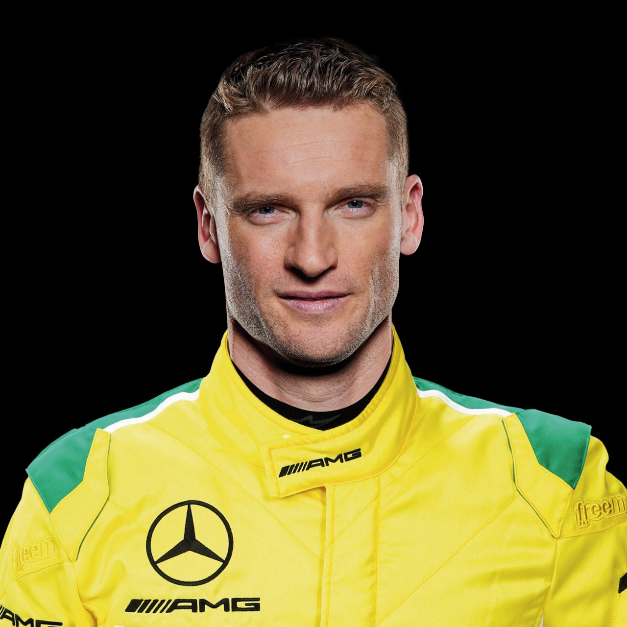 In yellow-green racing suit - MANN-FILTER Mamba Driver 2024 Maro Engel GWTC