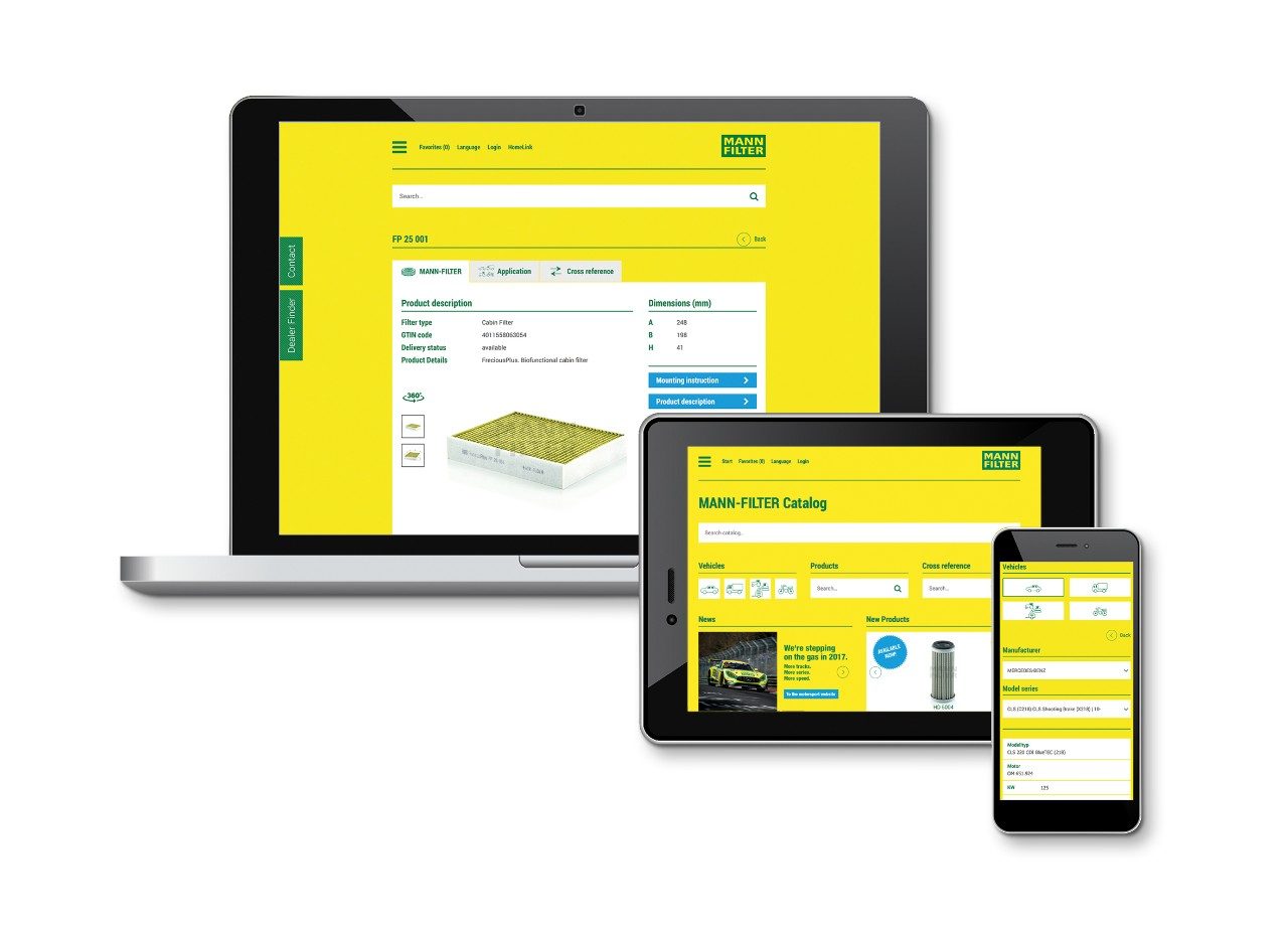 Der MANN-FILTER Online-Katalog zeigt Ihnen alle Produkte auf jedem Endgerät
