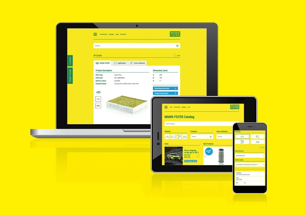 MANN-FILTER Online Catalog is available for every device.