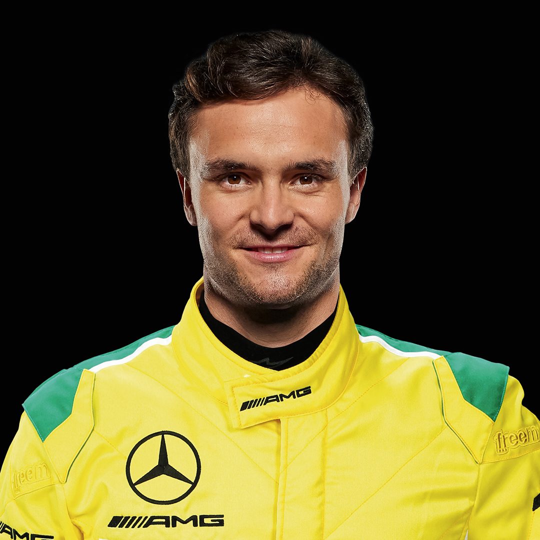 In yellow-green racing suit - MANN-FILTER Mamba Driver 2024 Lucas Auer in DTM and GWTC