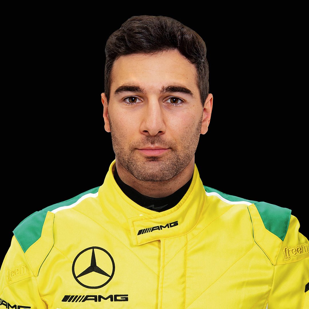 In yellow-green racing suit - MANN-FILTER Mamba Driver 2024 Daniel Morad in GWTC