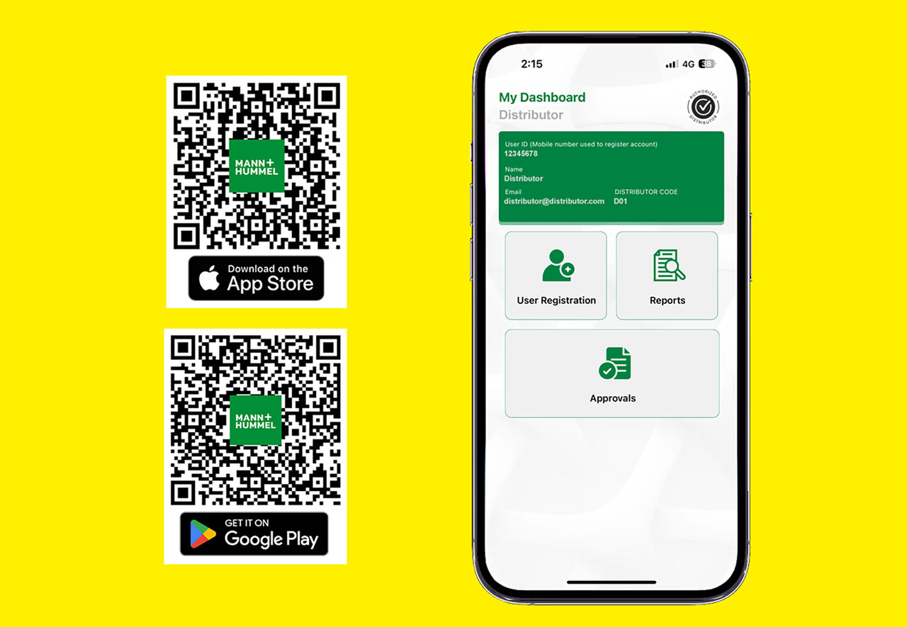 MANN FILTER Download Loyalty Program App Distributor Scan to download