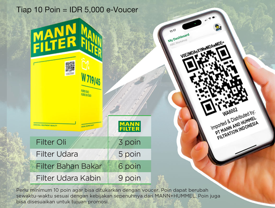 MANN FILTER Pindai kode QR untuk Mendapatkan Poin Hadiah Spanduk