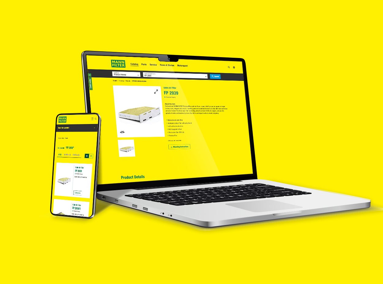 MANN-FILTER Online Catalog is available for every device.