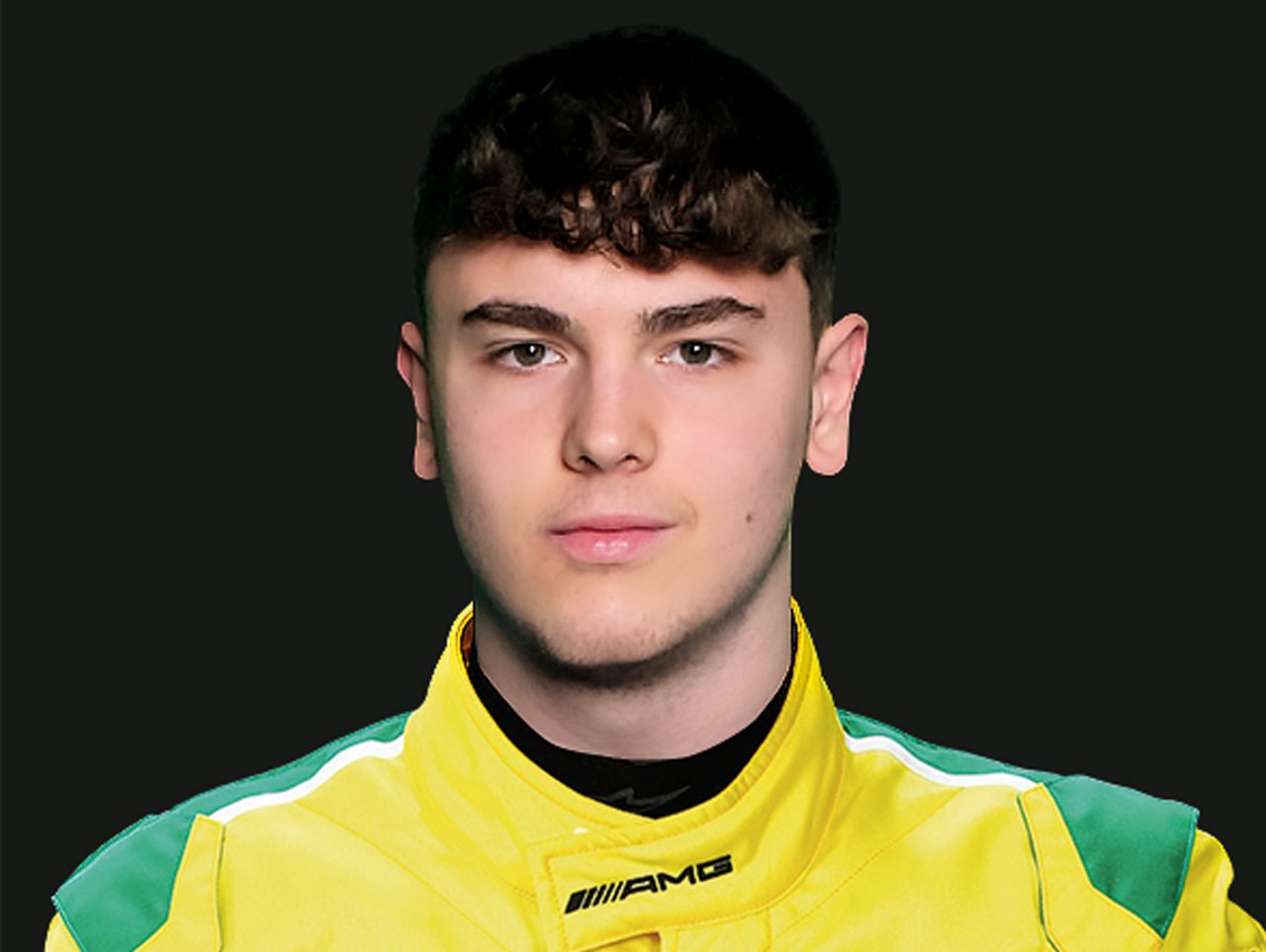  	Das junge Fahrertalent Lorenzo Ferrari im gelb-grünen MANN-FILTER Motorsport Rennanzug