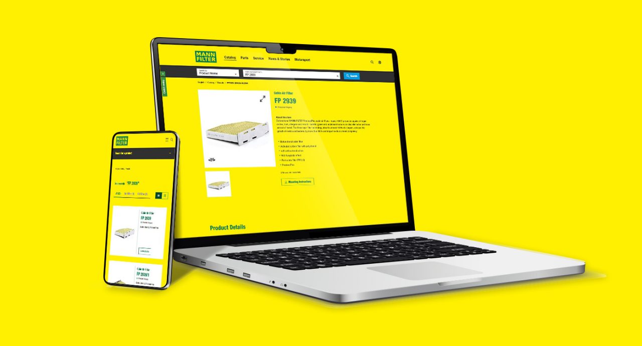 El catálogo MANN-FILTER está disponible para todos los dispositivos.