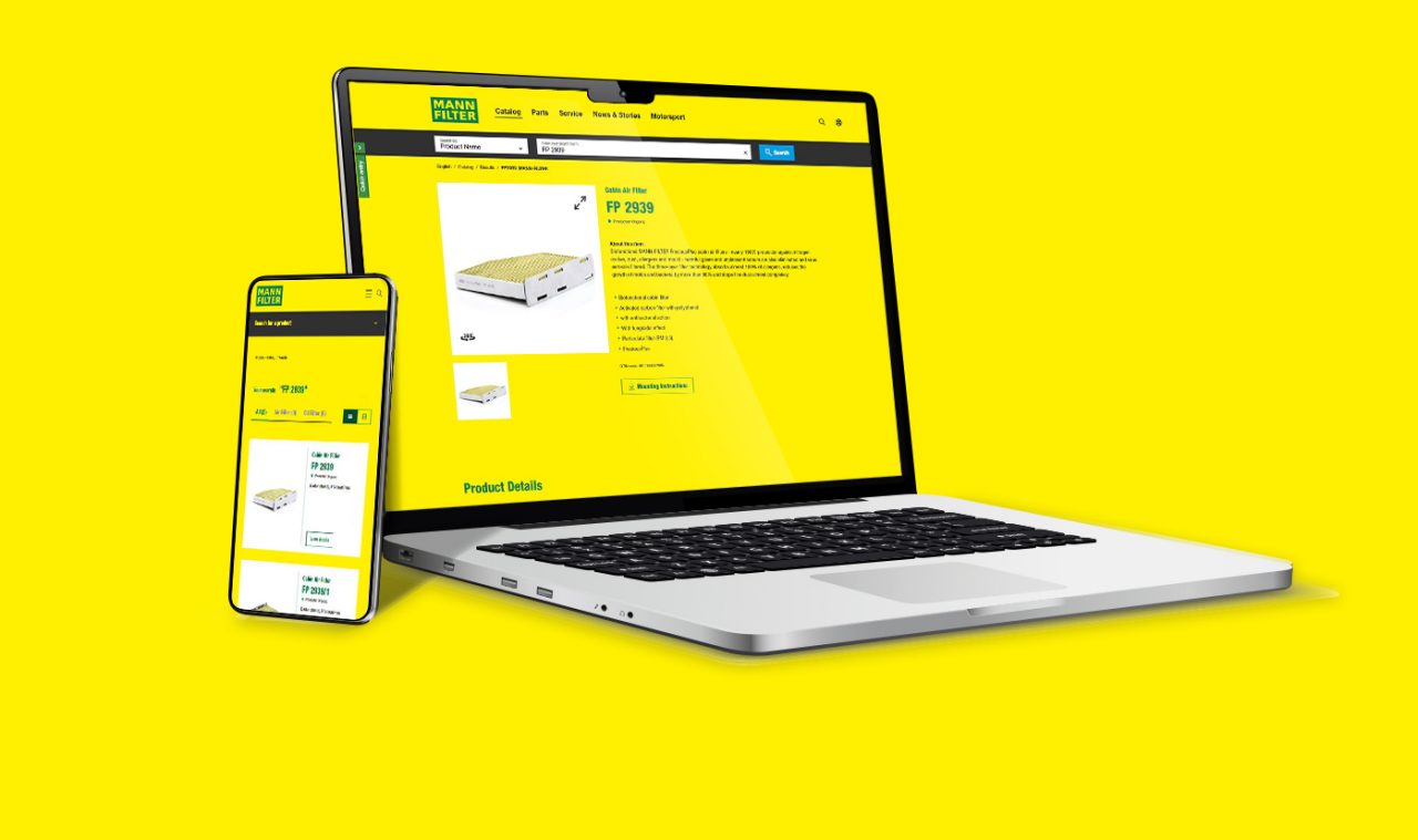 El catálogo MANN-FILTER está disponible para todos los dispositivos.